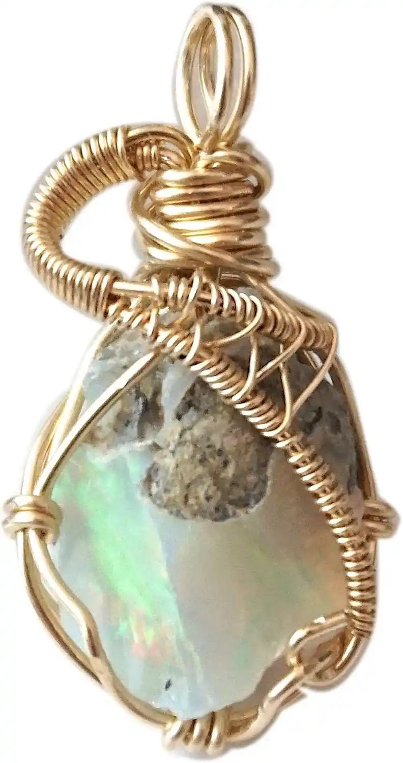 Cover Image for 14K Gold Filled Genuine Raw Fire Opal Pendant Necklace - October Birthstone