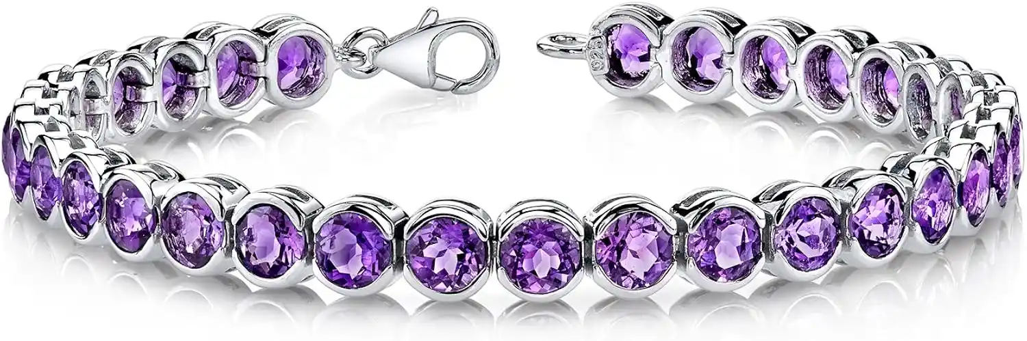 Cover Image for Gem Stone King Purple Amethyst Tennis Bracelet in 925 Sterling Silver