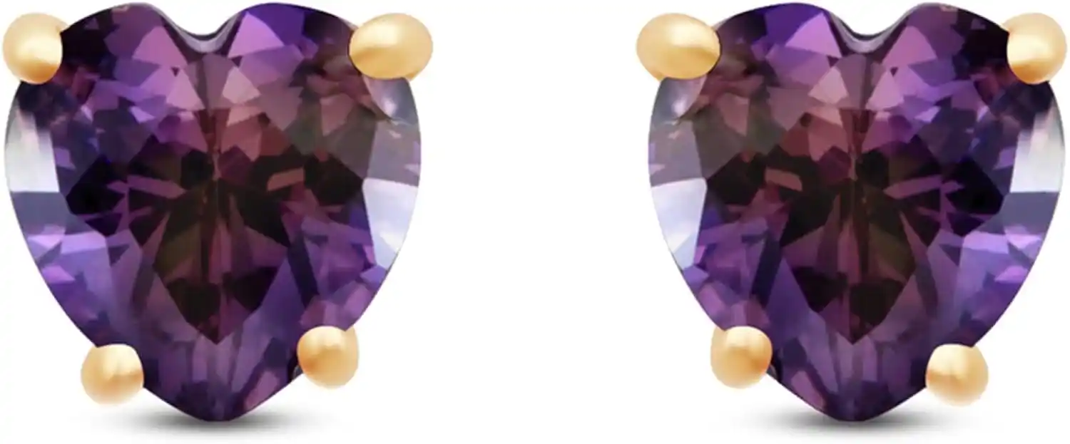 Cover Image for Solid 14K Rose Gold 5mm Heart Natural Purple Amethyst Stud Earrings