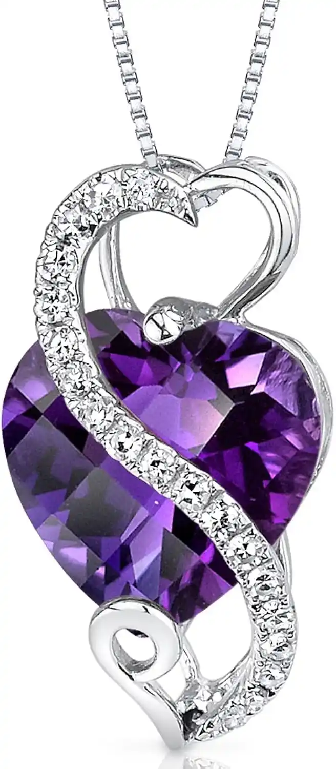 Cover Image for Peora 14 Karat White Gold Pendant for Women with Diamonds, Designer Heart Shape 9mm