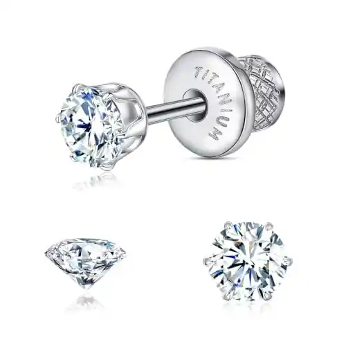 Cover Image for Limerencia G23 Titanium Hypoallergenic CZ Flat Back Stud Earrings for Women