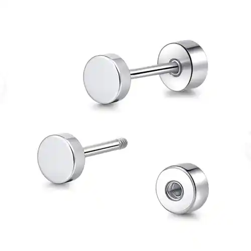 Cover Image for Hypoallergenic Titanium Flat Back Dot Stud Earrings for Women Men,4mm