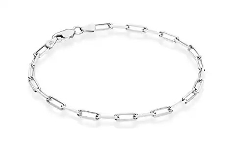Cover Image for Miabella Solid 925 Sterling Silver Italian 3mm Paperclip Link Chain Bracelet for Women Men, Made in Italy (Length 7.5 Inches)