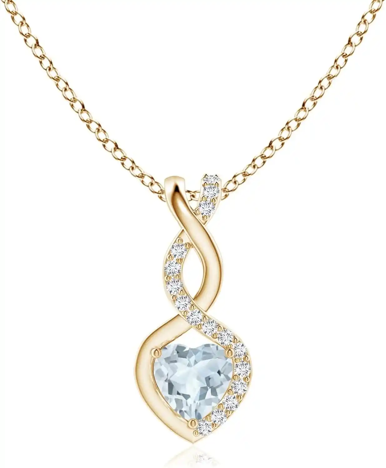 Cover Image for Natural Aquamarine Infinity Heart Pendant with Diamond