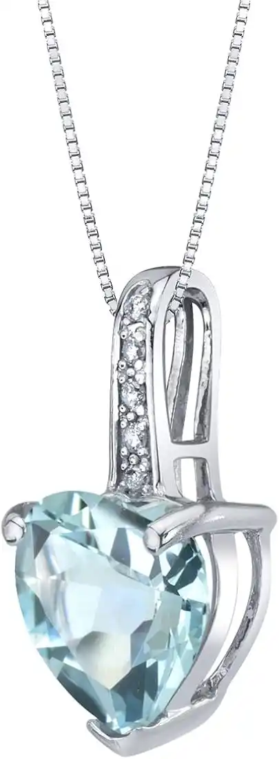 Cover Image for 14K White Gold Diamond and Genuine or Created Gemstone Heart Pendant