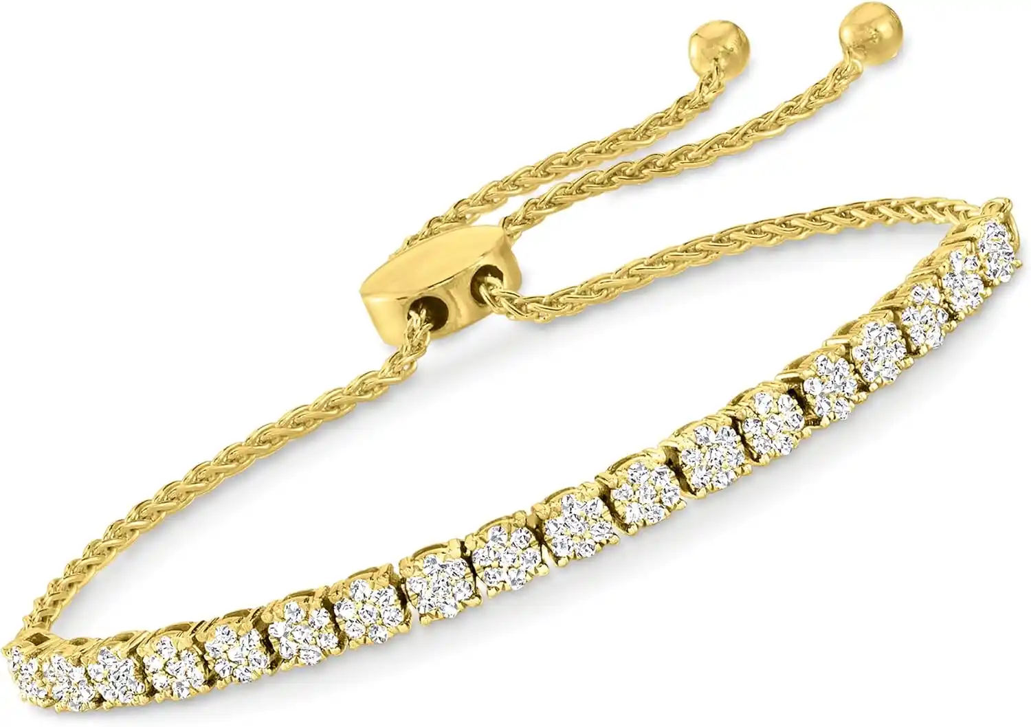 Cover Image for Ross-Simons 1.00 ct. t.w. Diamond Cluster Bolo Bracelet in 18kt Gold Over Sterling