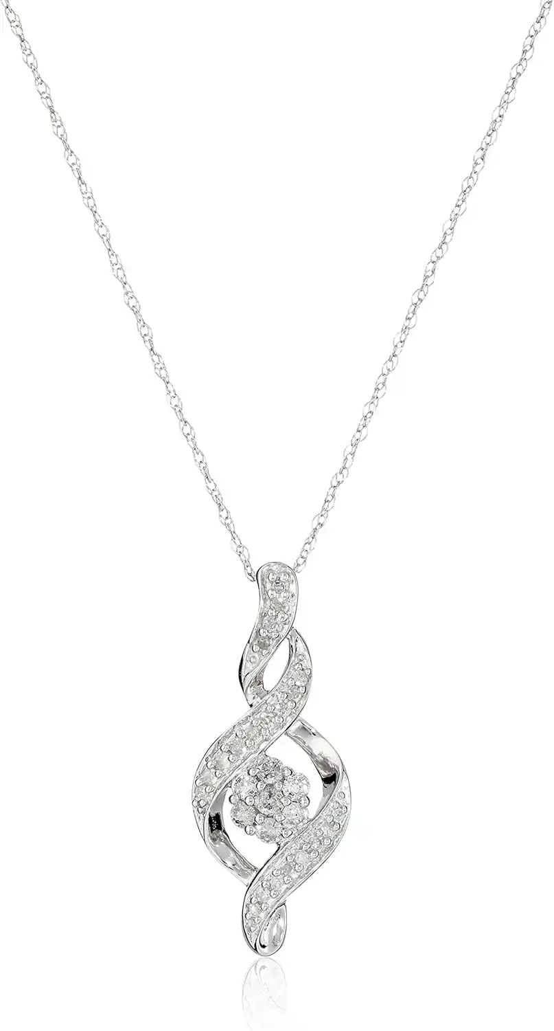 Cover Image for 14K White Gold Diamond Triple Interwoven Infinity Symbol Pendant Necklace