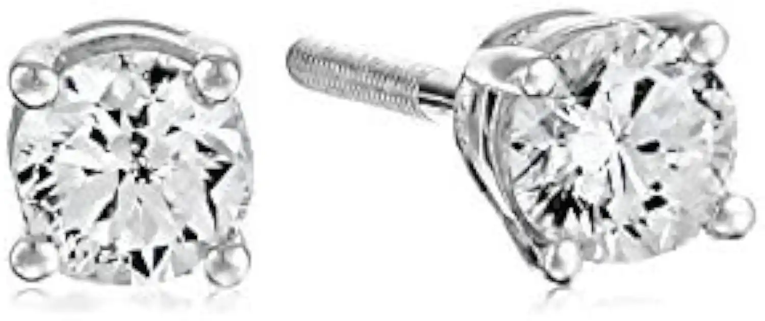 Cover Image for Amazon Collection AGS Certified 14k White Gold Diamond Stud Earrings (J-K Color, I1-I2 Clarity)
