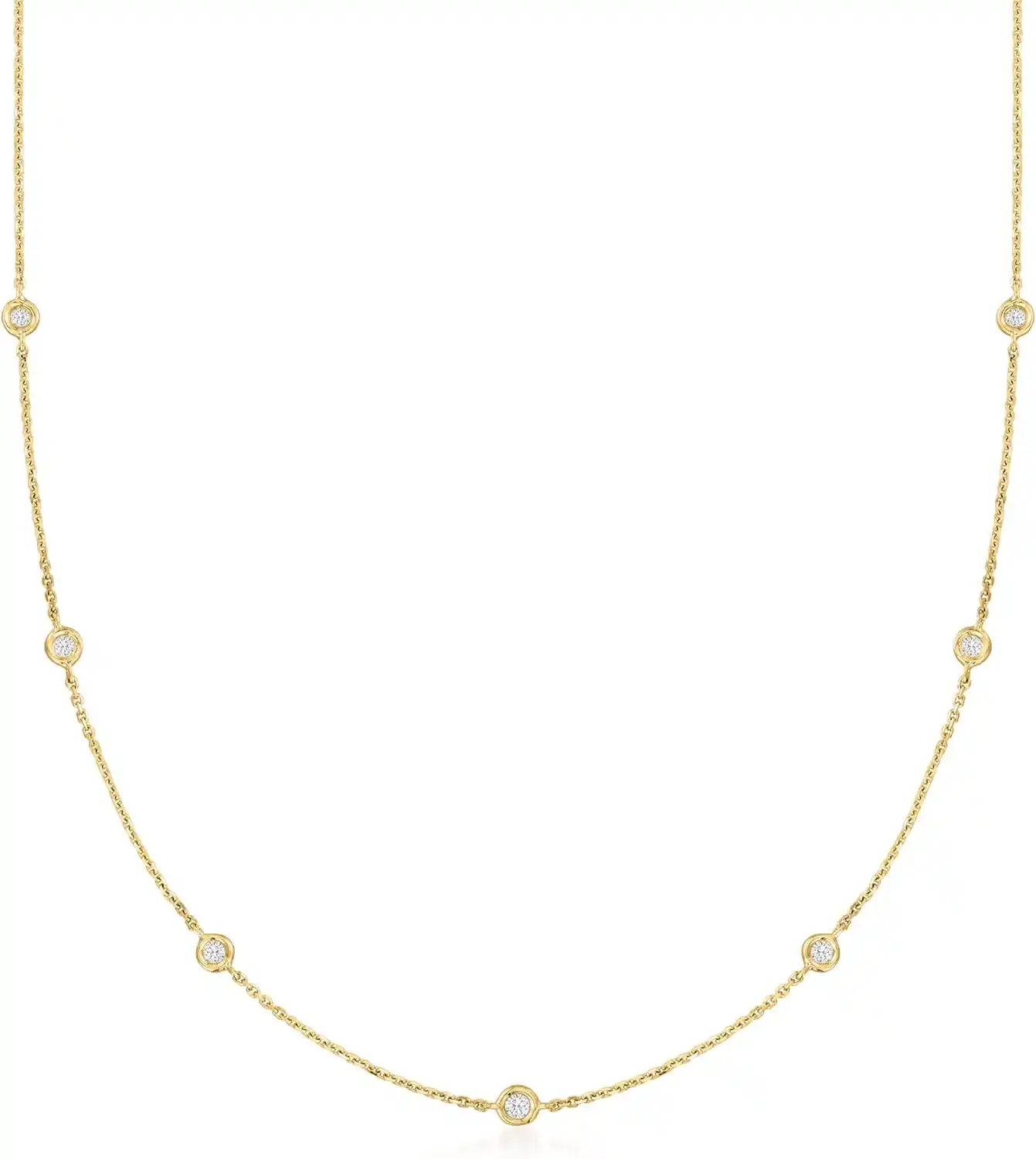 Cover Image for Ross-Simons 0.20 ct. t.w. Diamond Station Necklace in 14kt Yellow Gold